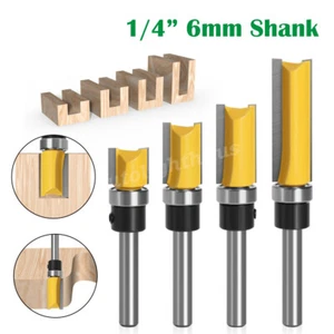 4 piezas 6,35 mm 1/4" fresa al ras con vástago madera fresa router broca fresa superior - Imagen 1 de 4
