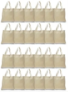 24 - Flat Bottom Cotton Reusable Plain Tote Bag with 21-Inch Handles, - Picture 1 of 7