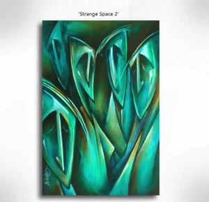 Art Urban Expr. figurative Modern painting "Strange Space 2" Mix Lang Original   - Picture 1 of 4