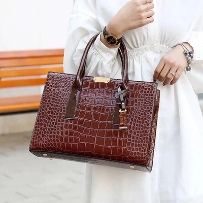 Luxury Vintage Women's Handbag Large Capacity Tote Leather Business Shoulder Bag - Image 1 of 4