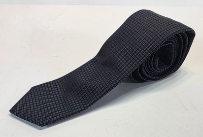 John Varvatos USA Neck Tie Luxury Narrow Width Black and Grey Tartan Grid - Image 1 of 4