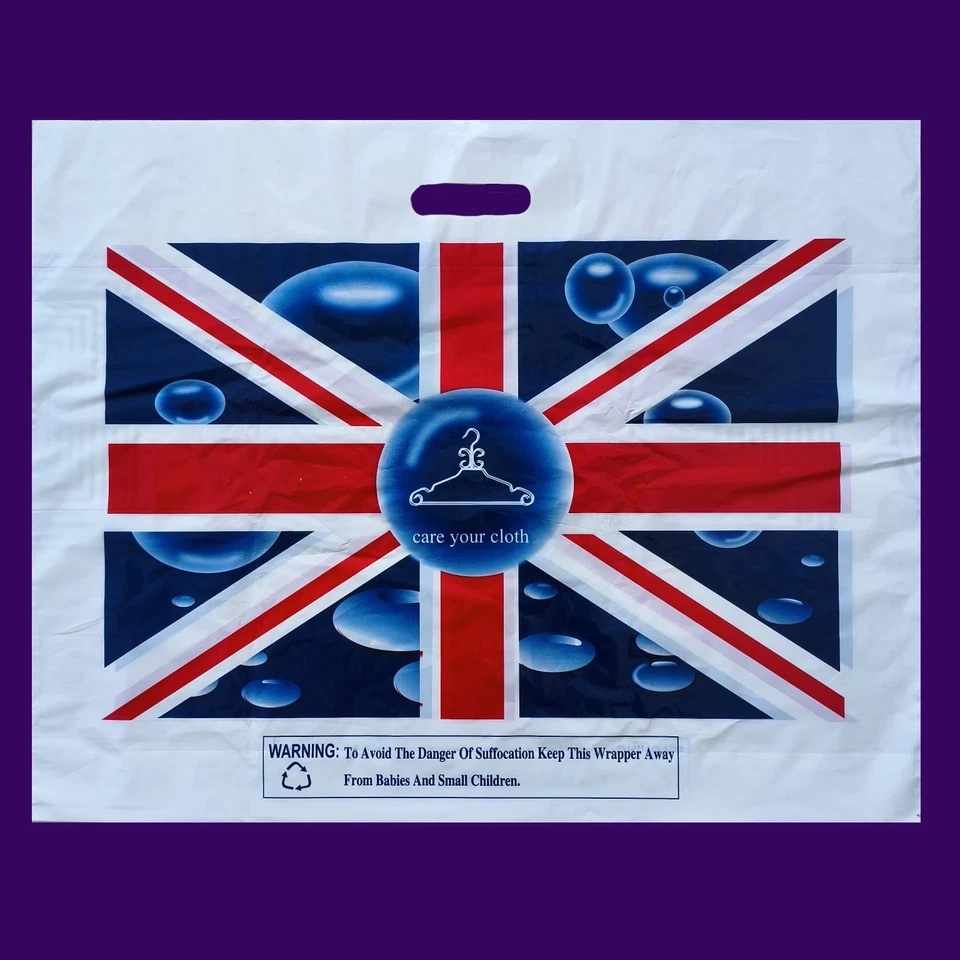 Union Jack Printed Extra Large Plastic Carrier Bag 26"x20" UK GB Flag - Image 1 of 1