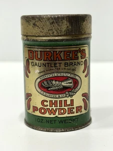 Vintage Durkee's runde Werbung Gewürzdose 10 oz Gauntlet Marke Sammlerstück - Bild 1 von 7