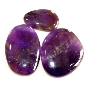 3 Pcs 154 Cts Natural Amethyst Cabochon Loose Gemstone Lot 36x30 26x17mm #15732 - Picture 1 of 9