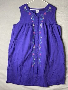 Vestido Only Necessities House Mumu Tumbona Púrpura Talla 1X 100% Algodón Cierre a Presión - Imagen 1 de 9