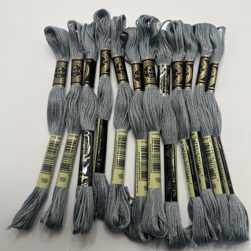 12 PACK - 169 LIGHT GRAY Moline DMC 6-Strand Embroidery Cotton 8.7yd Brand New! - Image 1 of 3