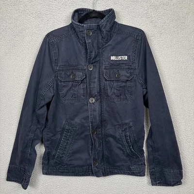 Abrigo Hollister Hombres M Azul Militar Utilidad Chaqueta de Campo Preppy Peso Pesado Y2K Foto 1 de 4