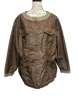 AVX Avenue Jeans Corduroy Jacket Womens Size 26/28 Brown Winter Officecore - Image 1 of 4
