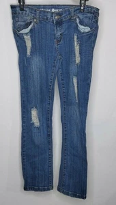 Jean droit Blurs Society taille 5/6 femme déchiré vieilli style 5 poches - Photo 1/4