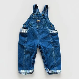Vintage Osh Kosh Latzhose Kleinkind 24 M Denim kariert 90er Vestbak - Bild 1 von 9