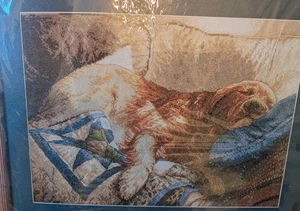 Bucilla kariert Golden Dreams gezählt Kreuzstich Hund Neu mit Etikett #43474 - Bild 1 von 3