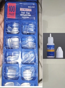 @ Transparent Nail With Glue 100 Pieces - Picture 1 of 4