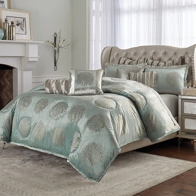 AICO Furniture - Regent 9 Piece Queen Comforter Set in Ice Blue - Image 1 of 4