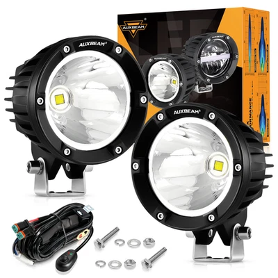 AUXBEAM Round 4" LED Work Light Pods For Kawasaki Motorcycle Headlight High/Low - Image 1 of 4