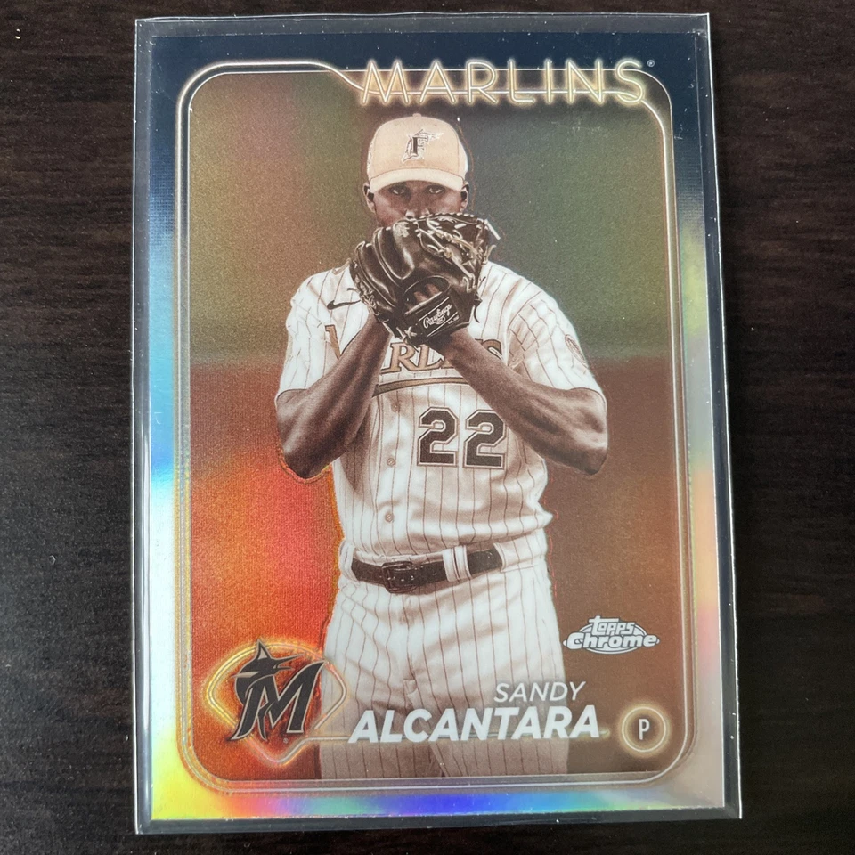 2024 Topps Chrome Sandy Alcantara 138 Sepia Refractor Miami Marlins - Image 1 of 1