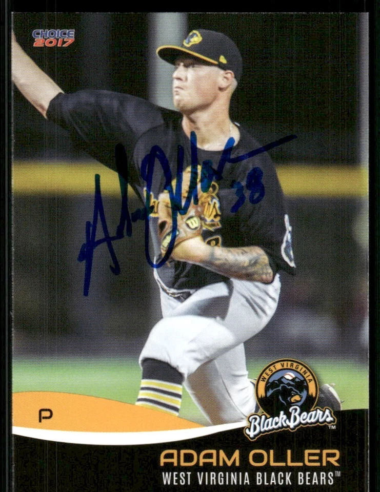 2017 West Virginia Black Bears ADAM OLLER Signed Card autograph auto MARLINS A'S - Image 1 of 1