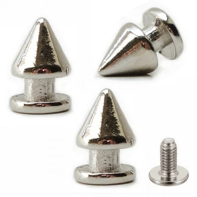 GLETSCHERLICHT 10 Stück Killernieten 12mm - Zink - Spitznieten Schraubnieten Gothic Punk Nieten