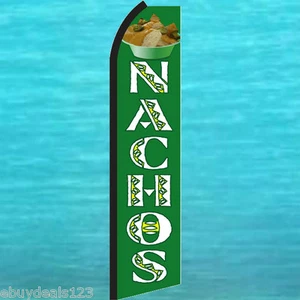 NACHOS Green SWOOPER FLAG Tall Flutter Feather Vertical Advertising Sign Banner - Imagen 1 de 5