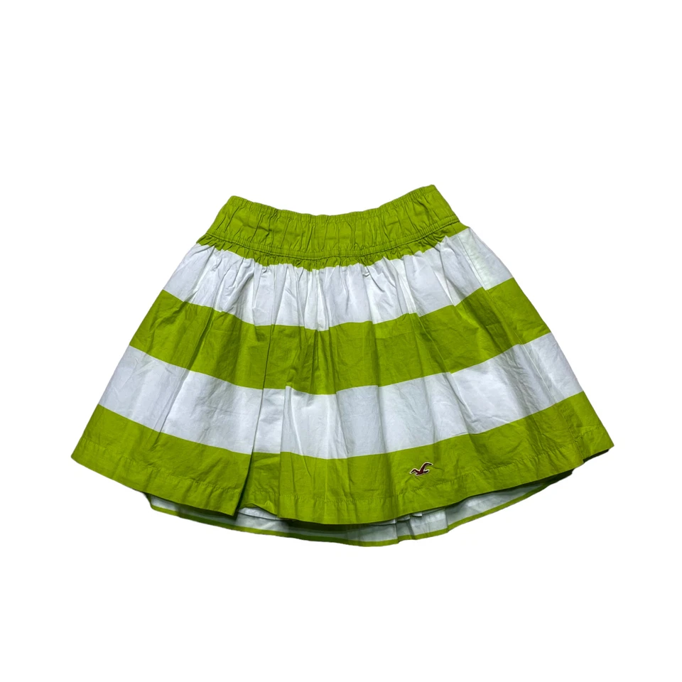 Falda Hollister Pull On Acampanada Para Mujer Talla XS Hasta la Rodilla Verde Lima Rayas Foto 1 de 4