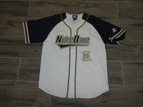 Notre Dame Fighting Irish NCAA Baseball Jersey Sewn Starter Vintage Retro L Rare Cover