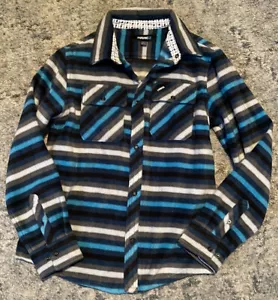 TONY HAWK STRIPED TURQUOISE & GRAY FLEECE JACKET Large 14 16 NWOT - Picture 1 of 4