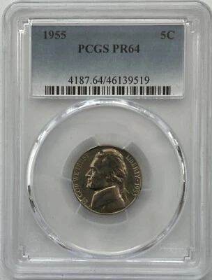 PR64 1955 5C Jefferson Nickel Proof PCGS Blue Label - Image 1 of 4