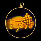 9Ct Gold Hologram Pendant   Racing Car And Flag Large   No Chain