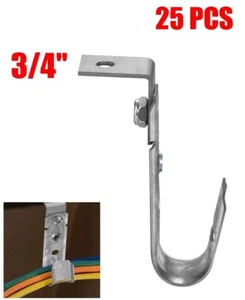 25 Pcs 3/4" J Hook Ceiling Mount Hanger CAT5/CAT6 Network Wire Cable Management - Picture 1 of 3