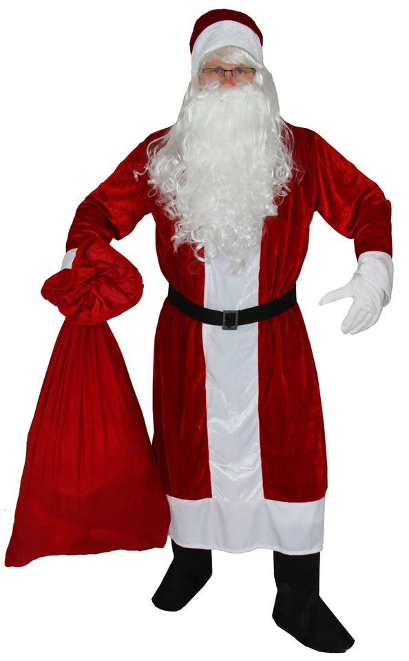 Premium Weihnachtsmann Kostüm Mantel 6-teilig rotes Weihnachtsmannkostüm M-XXXXL - Bild 1 von 1
