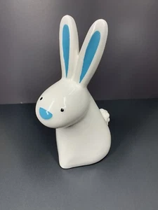 Crate and Barrel Ceramic 11in Bunny Rabbit Figurine Blue Ears Easter 2018 Large - Picture 1 of 12