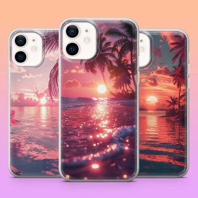 Funda de teléfono de playa de verano Sunset para iPhone 16 15 14 para Pixel 9 8 Pro para Samsung Foto 1 de 4