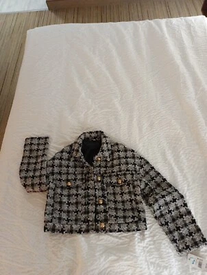 Blazer feminino Ophelia Roe tamanho P preto/branco - Imagem 1 de 3