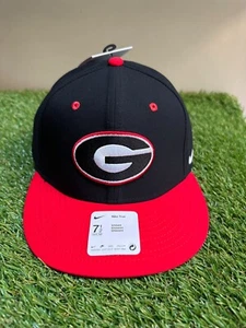 Nike UGA Dawgs Georgia Bulldogs Baseball Team Issued Fitted Cap Hat 7 3/4 Black - Picture 1 of 10