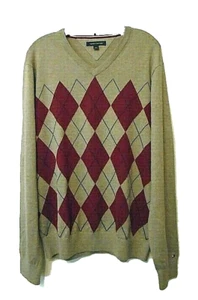 Suéter Tommy Hilfiger Argyle Para Hombre Talla L Gris/Marate - Imagen 1 de 4