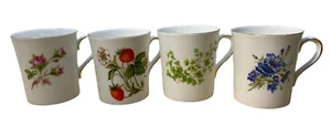 Juego de 4 tazas de té Fine Bone China trébol rosa fresa aciano Inglaterra Oakley - Imagen 1 de 12