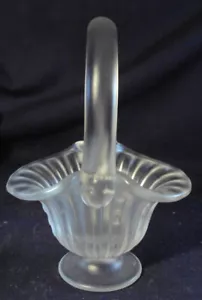 Fenton Ribbon basket frosted clear glass 5" tall - Picture 1 of 3