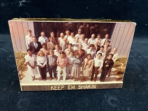 VINTAGE HUGHES AIRCRAFT EMPLOYEES GROUP COLOR PHOTO, KEEP EM SHAKIN,MOUNTED BASE - Picture 1 of 5
