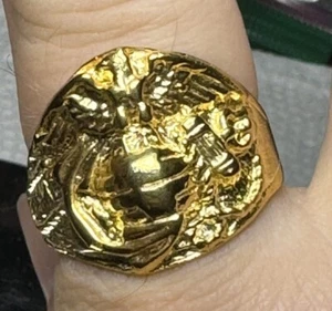 Marine Corp USMC Gold Plated 925 Sterling Silver US MC Size 12 Ring - Picture 1 of 5