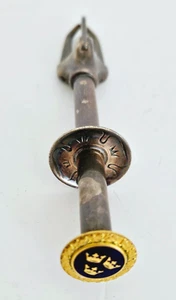 Pinzas mecánicas vintage azucarero cubo oliva hechas en Suecia 3 coronas botón azul - Imagen 1 de 5