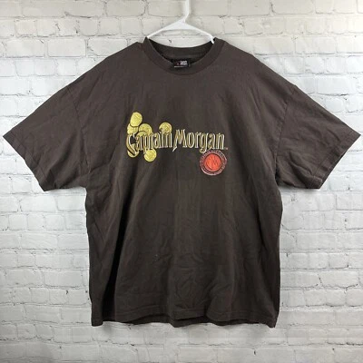 Captain Morgan 衬衫棕色 2XL XXL 原装香料朗姆酒 — 第 1/4 张图片