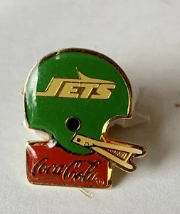 New York Jets Coca-Cola Metal Helmet Pin Vintage 1985 NFL Licensed L6 - Picture 1 of 3