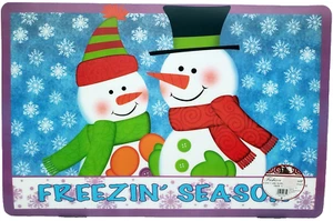 Set of 3 Vinyl/Foam Back Placemats, CHRISTMAS, 2 SNOWMEN, FREEZIN' SEASON #1, BH - Picture 1 of 18
