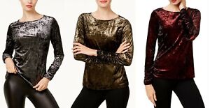 NWT Womens Size S M L or XL Nordstrom Vince Camuto Ruched Stretch Velvet Top