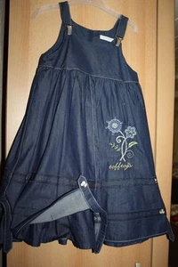 Toff Togs The Most Beautiful Denim Dress With Straps + Stones Embroidery Pure Fleece Lined - Picture 1 of 1