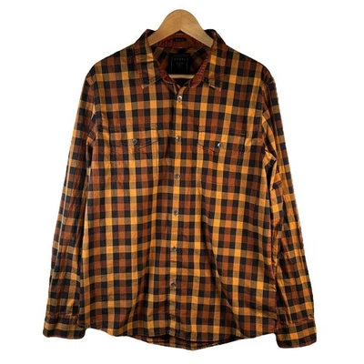 Guess Men's L Brown Orange Plaid Shirt Slim Fit Heritage Retro Casual - Image 1 of 4