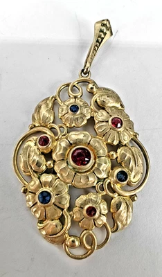 schöner Anhänger mit Glassteinen Silber Schmuck  Jugendstil Filigran - Bild 1 von 3