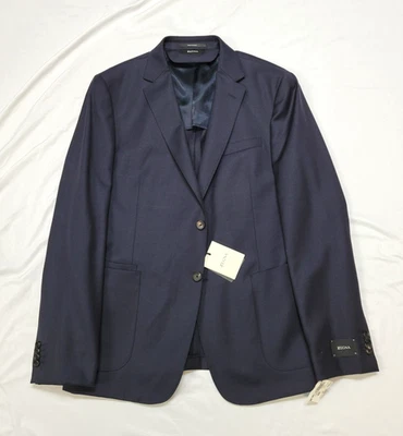 New $1195 Ermenegildo Z ZEGNA Blazer US 46 R EU 56 Navy Blue HOPSACK Wool Jacket - Image 1 of 4