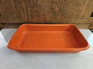 Vintage Enamel Ware Lasagna / Cake Pan 10x16" Bright Orange Rustic Farmhouse - Picture 1 of 7