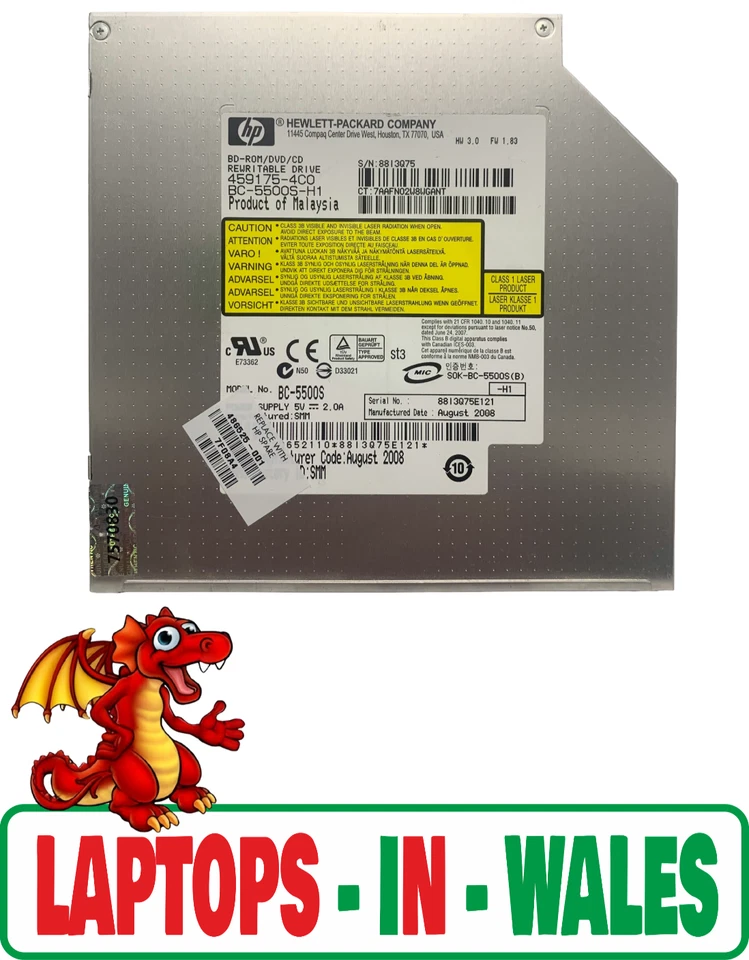 HP BC-5500S Internal Laptop SATA Blu-Ray BD-RE / DVD Writer 486525-001 45975-4C0 - Image 1 of 4