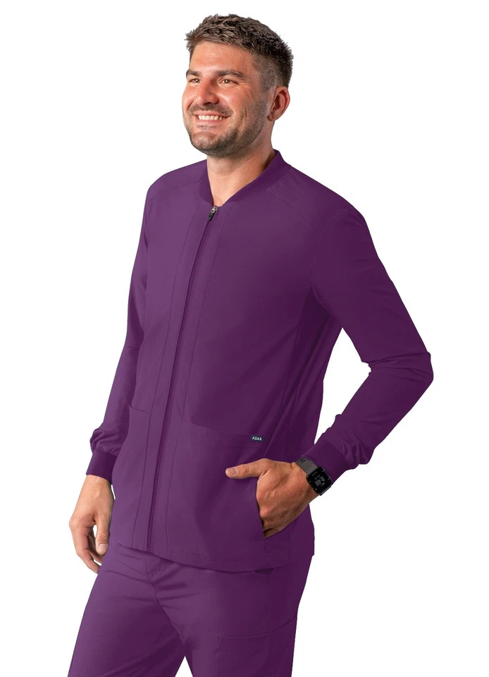 Adar Addition Scrubs For Men - Zippered Bomber Scrub Jacket - Image 1 of 4